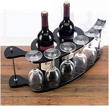 Scaffale Legno Porta Vino Cremagliera Del Vino Creativa Porta Bottiglie E Vetro - Decorazioni Per La Casa, Può Contenere 2 Bottiglie Di Vino Rosso E 6 Bicchieri