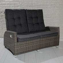 Divano da giardino a 2 posti, modello Barcelona, grigio, in polyrattan