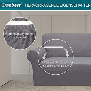 Granbest, copridivano Spesso, Elasticizzato, Elegante, Rivestimento per mobili, Antiscivolo, AntiGraffio, Tessuto Jacquard Spandex (3 posti, Grigio Chiaro)