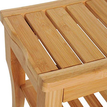 Sgabello Contenitore da Bagno in Bambu Naturale Panca con Ripiano portaoggetti Dimensioni 47,5 x 26 x 44,5 cm