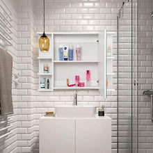 EUGAD Armadietto a Specchio da Bagno Mobiletto Pensile a Parete con 8 Mensole 80x20x60cm Bianco 0134WY