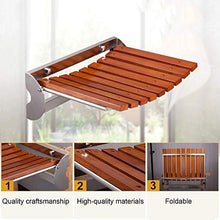 Seggiolino da Doccia Panca Bagno in Legno Massello Sgabello Pieghevole in Acciaio Inox Sedia da Bagno Home Corridoio a Parete Corrimano Banco Scarpetta Max. 160kg