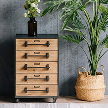 Oupai Tavolini Comodino, Industriale Vento Tavolino Retro Tavolino Camera da Letto Comodino Governo di Immagazzinaggio 5 Cassetti 18 × 13 × 27 Pollici per Soggiorno Camera da Letto