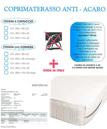COPRIMATERASSO ANTIACARO CON CERNIERA 1 PIAZZA