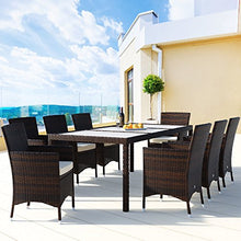 Deuba Tavolo e sedie da Giardino Rattan 8 sedie impilabili Set mobili da Esterno Arredamento Giardino Balcone terrazzo