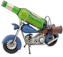 BRUBAKER Portabottiglie per Vino - Motocicletta Blu - Decorazione in Metallo - Portabottiglie con Biglietto d'Auguri - Regalo del Vino