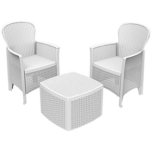 Ipae-Progarden S.P.A. Progarden Set Albero con Cuscini, 30 x 30 x 30 cm, Resina, Bianco
