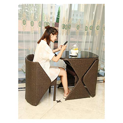 Tavolo in vimini in rattan mobili in patio e set sedia, Set di mobili da giardino in rattan, tavola e sedie creativi Clepsydra figura tavolo e sedie set da tavolino in vetro tavolino da caffè set pati