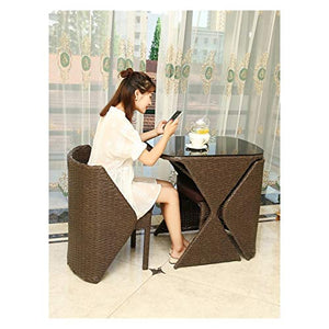 Tavolo in vimini in rattan mobili in patio e set sedia, Set di mobili da giardino in rattan, tavola e sedie creativi Clepsydra figura tavolo e sedie set da tavolino in vetro tavolino da caffè set pati