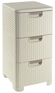 CURVER 206314 - Cassettiera in Polipropilene, Aspetto in Vimini, 3 x 14 L