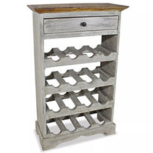 Festnight Portavino Porta Bottiglie Stile Anticato in Legno Massello Recuperato con 4 Pianni e Una Cassetta 55x23x85 cm per 16 Bottiglie