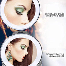 Specchio per trucco pieghevole da viaggio illuminato a LED Specchio per trucco portatile da viaggio illuminato con luce Specchio cosmetico a LED Specchio ingranditore 5X Specchio da viaggio regolabile