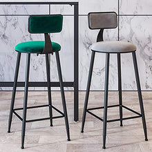 Sgabelli da bar Da Cucina, con Schienale E Cuscino in Velluto di Cotone Gambe E Poggiapiedi in Ferro Sedia da Bancone per Balcone Soggiorno Bar(Color:Verde,Size:75cm)