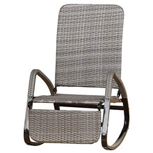 giordano shop Sedia a Dondolo Pieghevole con Braccioli 90x64x108 cm in Metallo e Rattan Grigia