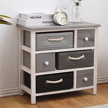 Rebecca Mobili Cassettiera 6 cassetti, mobile multiuso moderno, legno vimini, bianco grigio, per camera e bagno - Misure: 53 x 56 x 27 cm (HxLxP) - Art. RE4326