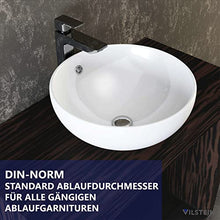 VILSTEIN © Lavabo da appoggio in ceramica, forma a ciotola, rotondo, 42 cm, colore: bianco