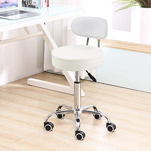 KKTONER Sgabello Girevole in Pelle PU con Schienale Regolabile in Altezza Computer per Ufficio Colore Bianco
