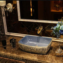 WEHOLY Lavabo in Resina Lavabo da Incasso Ovale in Pietra Naturale Lavabo Rettangolare Retro Creativo Jingdezhen Ceramica Hotel Lavabo antispruzzo