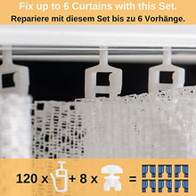 120 Cursori per Tende, 8 x Staffe Intermedie, Accessori Tende, Cursore a Testa Tonda da 7mm per Binari Con Larghezza di Scorrimento da 3-4mm e Camera di Scorrimento da 8x3mm, Sufficienti per 4 Tende