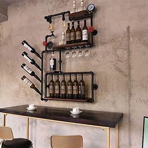 MoDi Wine Rack Retro Style Industriale Tubo di Acqua a Parete Vino Rack (L100cm * H120CM)