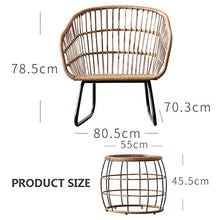 Set di Mobili da Giardino per Esterni, 2 Pezzi di Sedia in Vimini E Combinazione di Tavolino per Tutte Le Stagioni Set di Mobili da Conversazione per Giardino in Rattan in Ferro Battuto