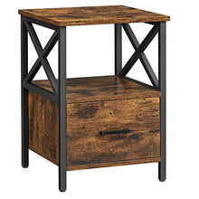 VASAGLE Comodino, Tavolino, con Ripiano Aperto, Cassetto, 40 x 40 x 55 cm, Marrone Vintage e Nero LET508B01