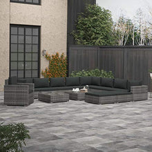 SKM Set Divani da Giardino 13 pz con Cuscini in Polyrattan Grigio
