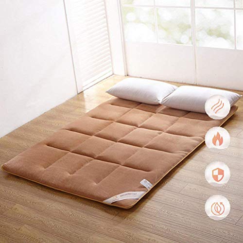 YJF Giapponese Piano Materasso futon, Tatami Dormire Mat, Roll Letto Pieghevole, Roll Up Materasso con 4 Ancoraggio Fasce e ipoallergenico Morbido Fills, Cammello,Camel,120X200CM