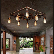 N/Z Home Equipment Ralph Pipe E27*8 Steampunk Bright Loft Style Living Room Dining Room Square 8 Head Wrought Iron Bar Cafe Easy to Tall
