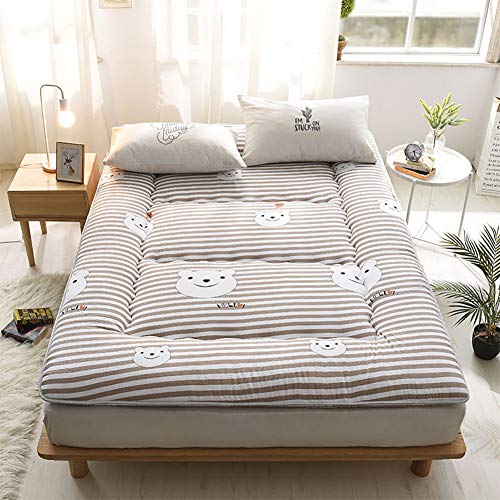WSZGR Cotone Trapuntato Materasso Topper,Pieghevole Spesso Tappetino Futon Sleeping Pad Letto per Gli Ospiti,Giapponese Tradizionale Tatami Materasso Letto Orso 100x200cm/39x79inch