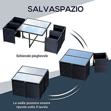 Outsunny Set Mobili da Giardino 5pz Set Tavolo da Pranzo con 4 Sedie con Cuscini Combinabili a Rettangolo