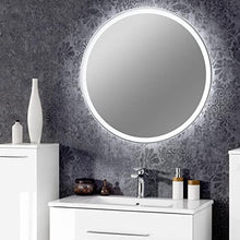 Fackelmann Set di mobili da Bagno Bianco Lucido lavabo sospeso & Rotondo Specchio da Bagno a LED 80 cm 4 pz.