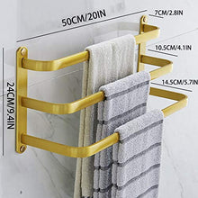 YTXWZ Porta Asciugamani Bagno Adesivo, Portasciugamani da Parete Realizzato in Alluminio, 3-Tiers Porta Salviette Cucina Oro, Impermeabile, anticorrosivo e Resistente alla ruggineGold 50cm/20in