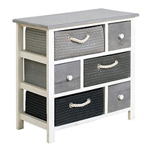 Rebecca Mobili Cassettiera 6 cassetti, mobile multiuso moderno, legno vimini, bianco grigio, per camera e bagno - Misure: 53 x 56 x 27 cm (HxLxP) - Art. RE4326