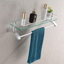 GDFEH Scaffale per Doccia Scaffale per Sdraio Posaggio in Vetro Bagno Bagno Scaffale per Doccia da Bagno Bagno da Bagno Scaffale da Bagno con portasciugamani, Spazio in Alluminio Argento 23.7x5.9inch