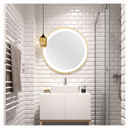 XMYS-Mirror Specchio Bagno, Specchio cosmetico a Parete, specchiera Specchio LED con Lampada, Specchio per Trucco Rotondo Specchio a Parete per WC Specchio da Bagno,d'oro,iameter65cm