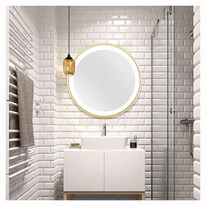 XMYS-Mirror Specchio Bagno, Specchio cosmetico a Parete, specchiera Specchio LED con Lampada, Specchio per Trucco Rotondo Specchio a Parete per WC Specchio da Bagno,d'oro,iameter65cm