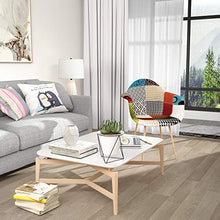 VADIM Sedie per Sala da Pranzo, Stile Moderno da Soggiorno con Schienale in Tessuto di Lino, Gambe in Metallo e Legno, Multicolore, 2 Pezzi