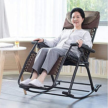 Comoda sedia a sdraio a dondolo con braccioli per rilassarsi e roccia in stile e comfort leggero telaio in acciaio e tessuto resistente alle intemperie.