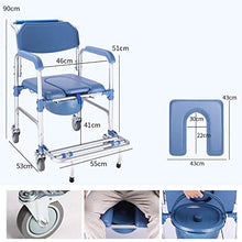 Sedia da Doccia con Ruote Sedia da Toilette E Sedile Imbottito per WC Sedia da Trasporto per Sedia A Rotelle Vasca da Bagno WC 90X53X53Cm A
