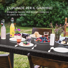 blumfeldt Peniche - Tavolo da Giardino, Superficie Tavolo 150 x 90 cm, per 6 Persone, Materiali: Polyrattan/Alluminio/Vetro, Resistente alle Intemperie, Aspetto Rattan, Nero