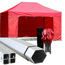 Gazebo Rosso 4,5x3 Pieghevole Alluminio a Forbice Ombrello Professionale tendone PVC a Fisarmonica piantone Esagonale