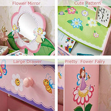 DD&QG Arte del Legno Bambini Principessa Vanity Toeletta da Trucco con Specchio E Sgabello,Bambini Specchiera Tavolo Cosmetici con Cassetti,per Le Bambine Miglior Regalo-Rosa 58x33x94cm(23x13x37inch)