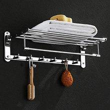 AINIYF Bagno Bagno Doccia mensola portasciugamani Bagagli a Parete Pieghevole 304 Acciaio Inossidabile 2 Tiers Hanging Asta con Gancio Punch Installazione (Dimensioni: 600x238x180mm)