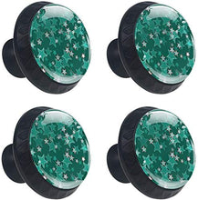 Motivo a stelle rosse retrò verde Pomelli per Porta Set di 4 Pomelli per Mobili Manopole per Cassetti Cucina Armadio Vetro