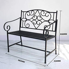 Panchina da Terrazza Parco Panche per Tempo Libero All'aperto, Panca da Giardino in Ghisa Resistente alle Intemperie Antiruggine, Panca 2 Posti con Schienale e Braccioli, Panchina Decorativa Retrò