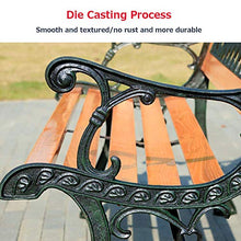 Panchine Park Garden Terrace Panchina da Esterno, Panchine da Salotto Resistenti alle intemperie con Struttura in ghisa e Legno massello anticorrosivo, Panchina da Cortile a 2-3 posti con braccioli
