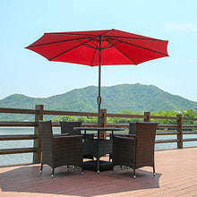 Wgwioo Ombrelloni da Giardino, Ombrellone da Tavolo Impermeabile da 2 M con 6 Stecche in Acciaio/Manovella, Perfetto per Hotel, Spiaggia, Patio, Cortile, Ponte,Rosso,Umbrella+Base
