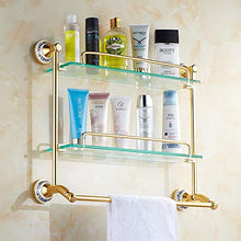 LCSD Oro Moderno Doppio Strato + Asta Singola Vetro Arrotondato Grassetto + Trapano Elettrico Alluminio Perforata Bagno Bagno Hotel Rack/mensola