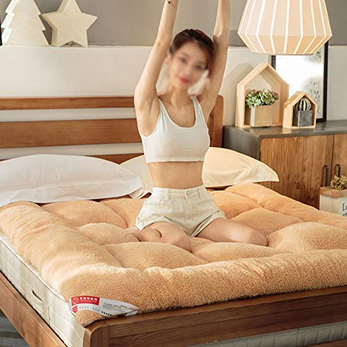 YSPS Agnello Velvet Materasso, Antiscivolo Spessore Giapponese Tatami, Pieghevole Doppio Materasso futon, futon, Camera, Soggiorno, Dormitorio Camel-0.9 * 2.0m